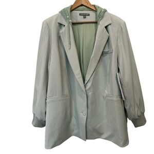 Kate & Mallory Women Sage Green Blazer Hooded Jacket Size S Sequins NWOT $68